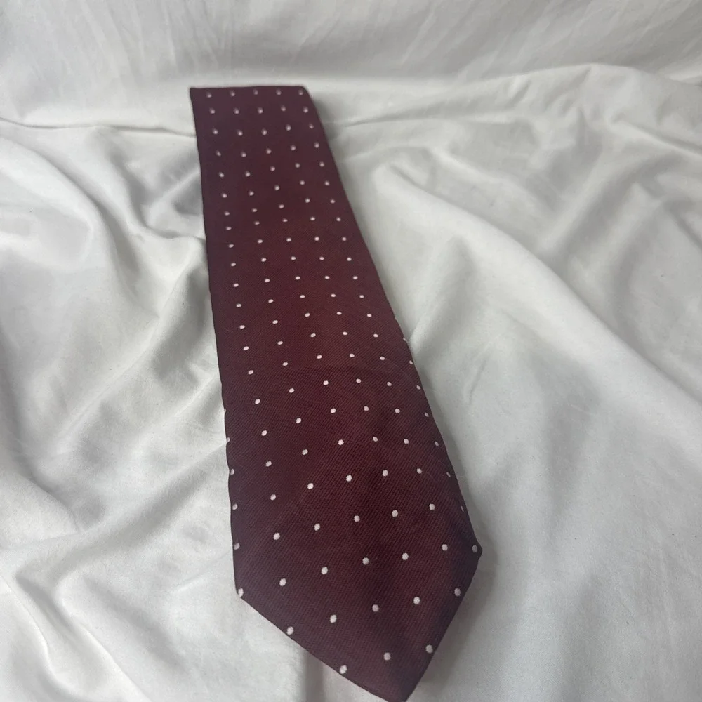 Vintage Burgundy White Polka Dot Classic Wemlon Wembley Crush it Poly Neck Tie